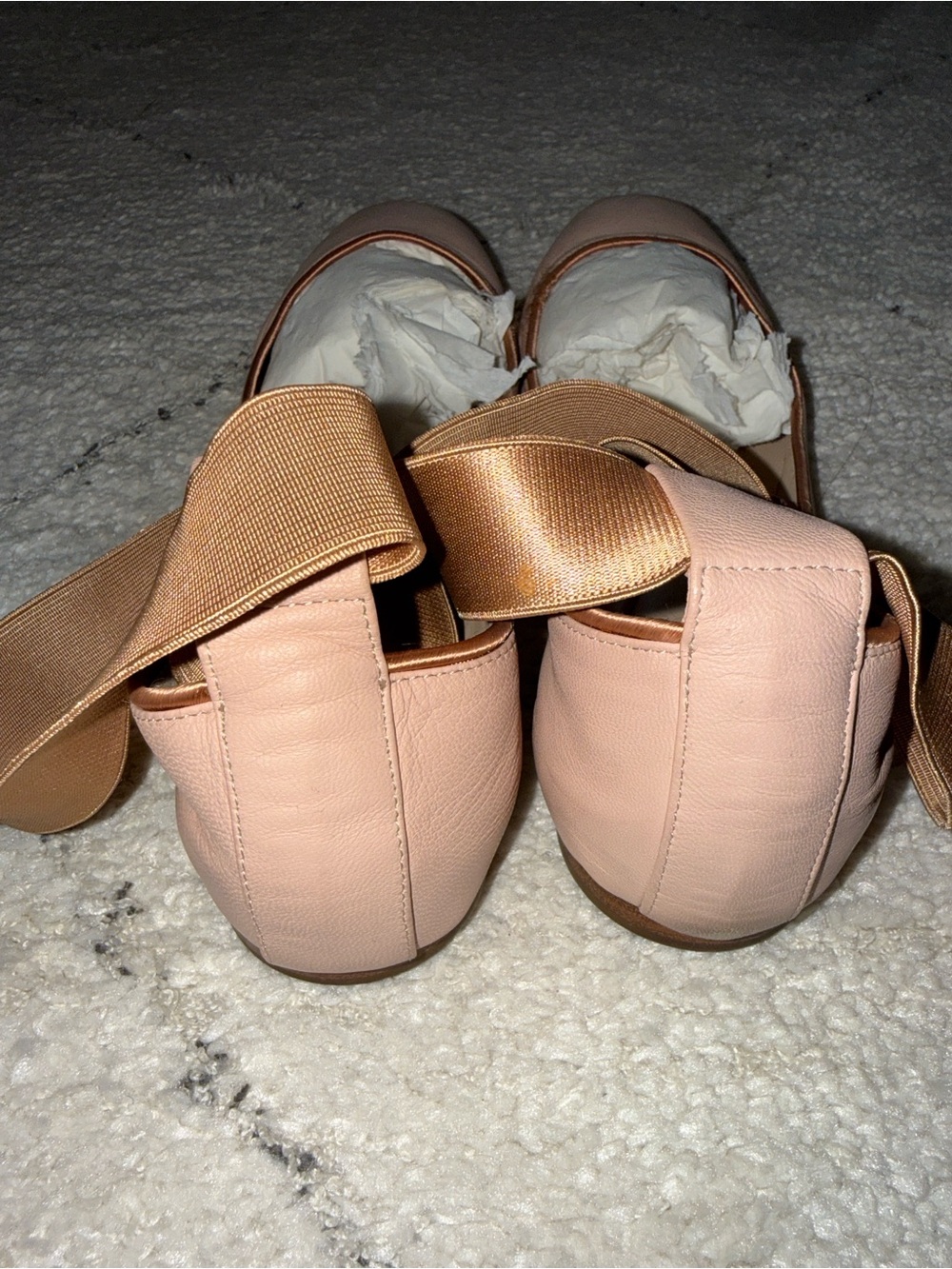 Chloe women’s Ballet Flats in Blush with Satin Cross Straps - Picture 8 of 9